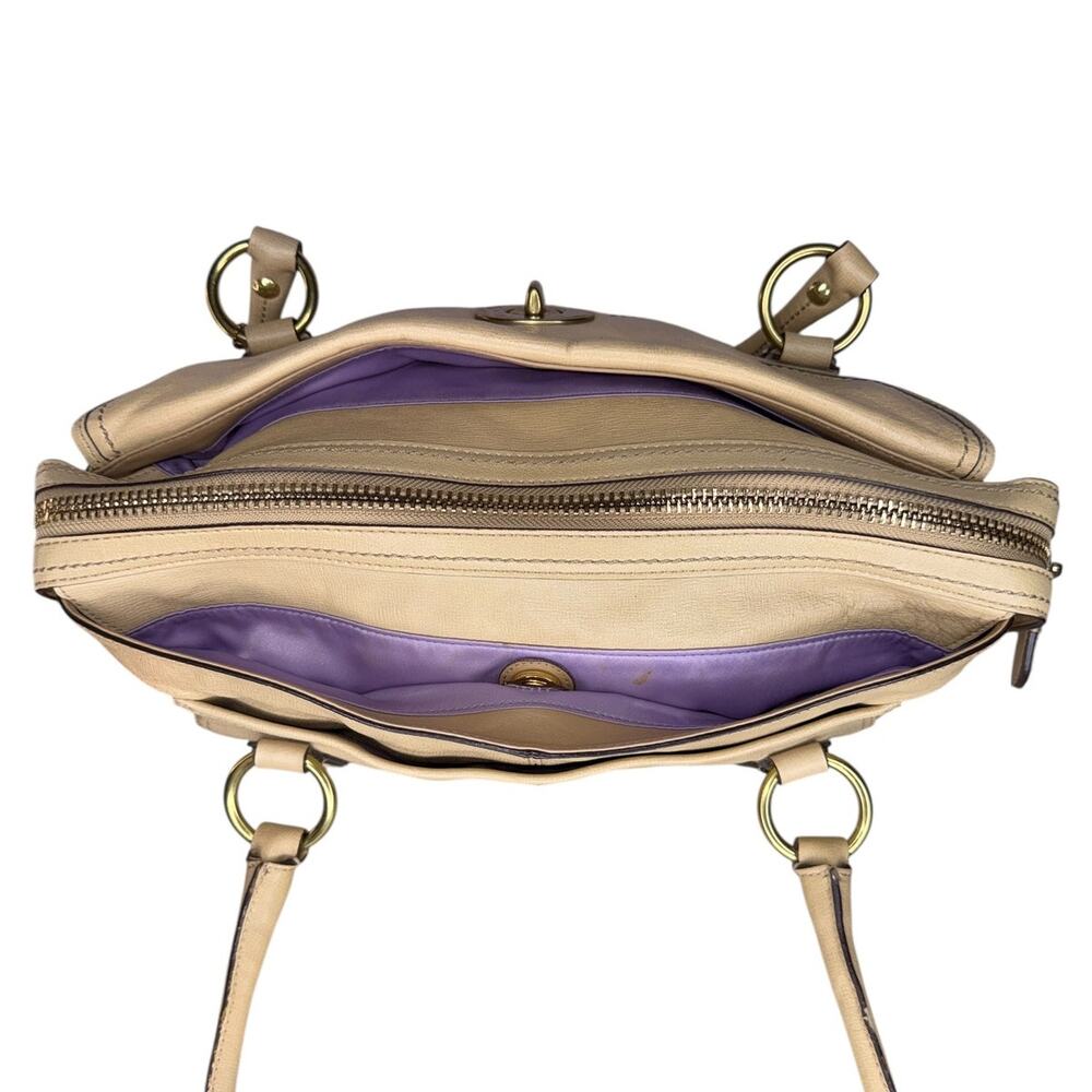 Coach XL Addison Spectator Tan Satchel Shoulder Bag Turn Lock Gold Hardware - Picture 8 of 12